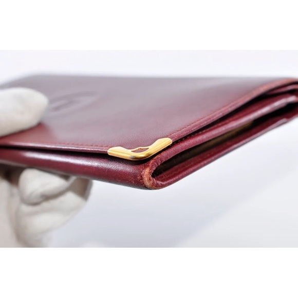 $3 start Auth Cartier Mastline Clasp Long clutch/ Wallet Bi-Fold Leather GUC - Picture 10 of 15